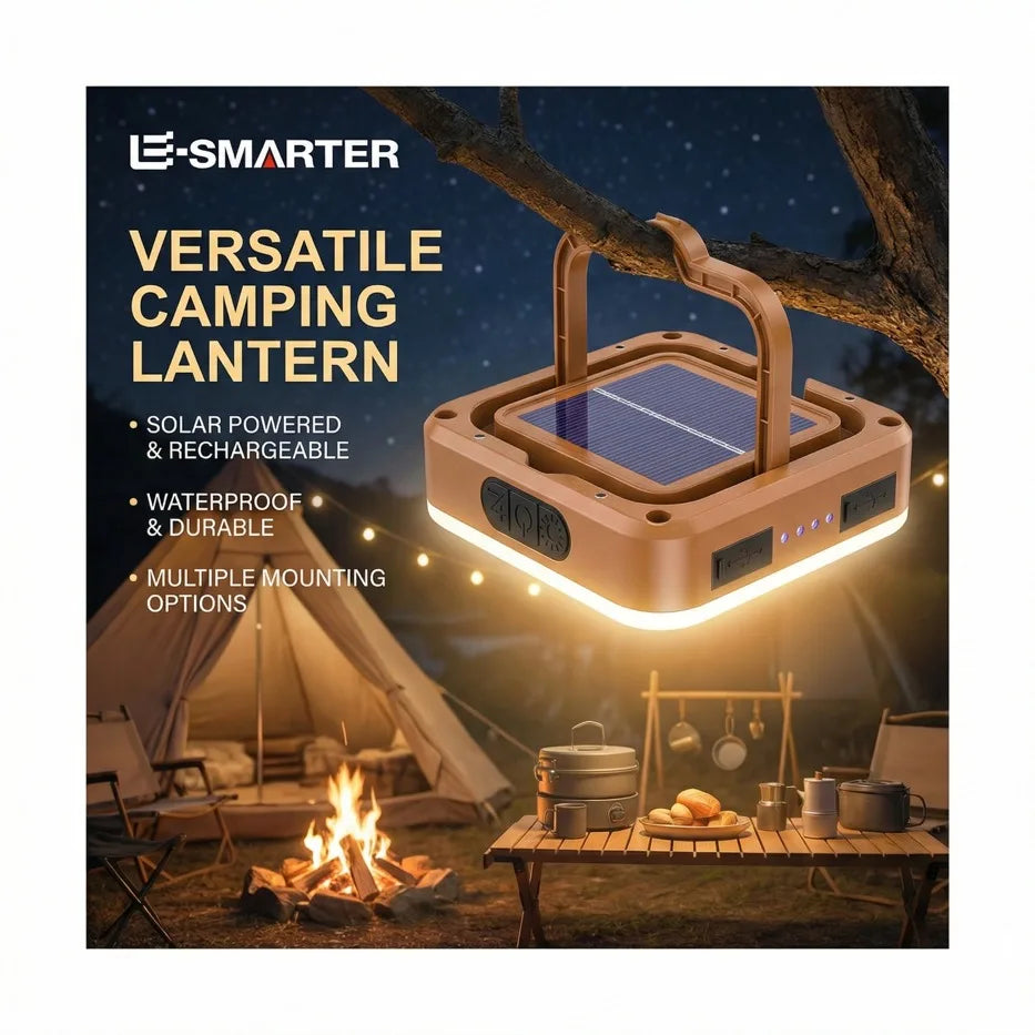 Lampião Solar COB Recarregável para Camping