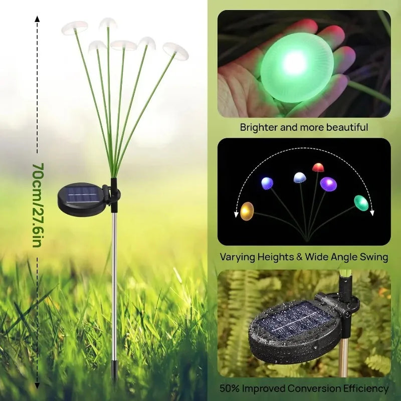 Luz Solar Cogumelo Decorativa para Jardim