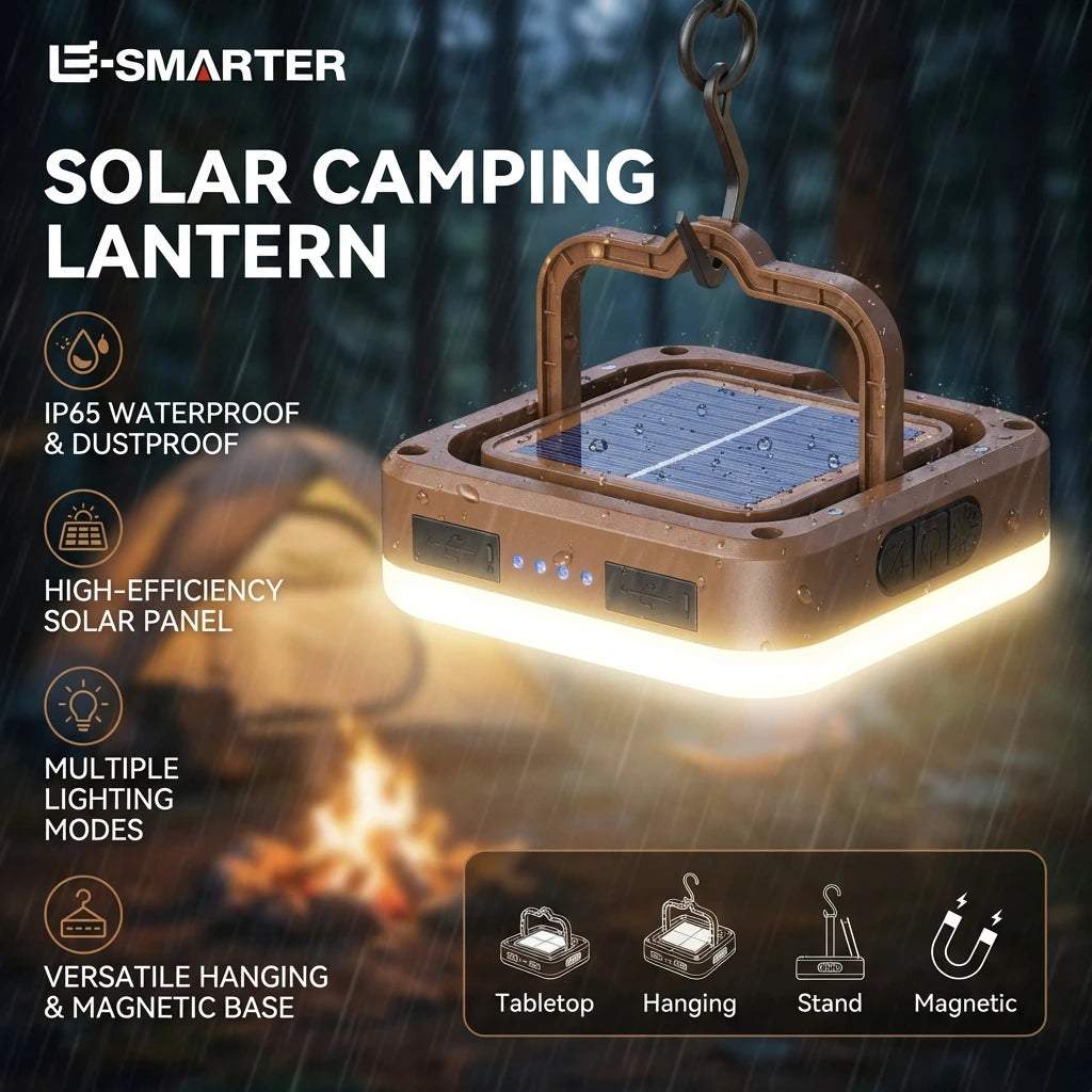 Lampião Solar COB Recarregável para Camping