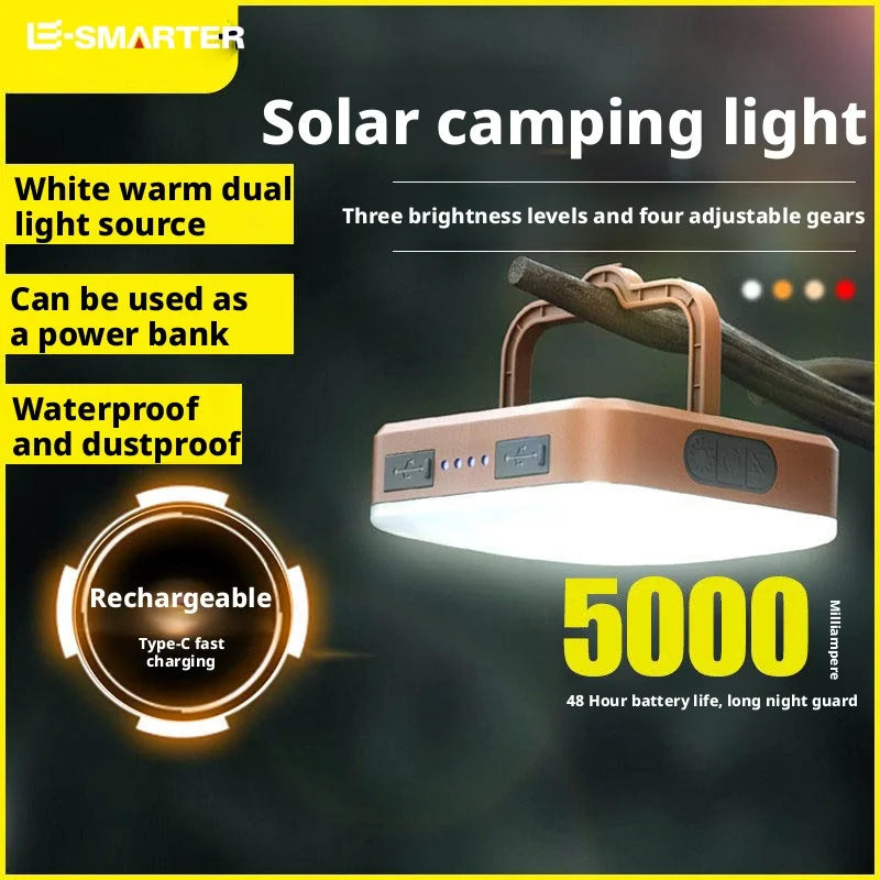 Lampião Solar COB Recarregável para Camping