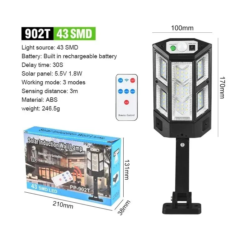 Luminária Solar de Parede Potente com Sensor de Presença – Área Externa