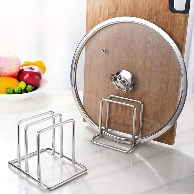 Porta-Tampas de Panela e Tábuas em Aço Inox
