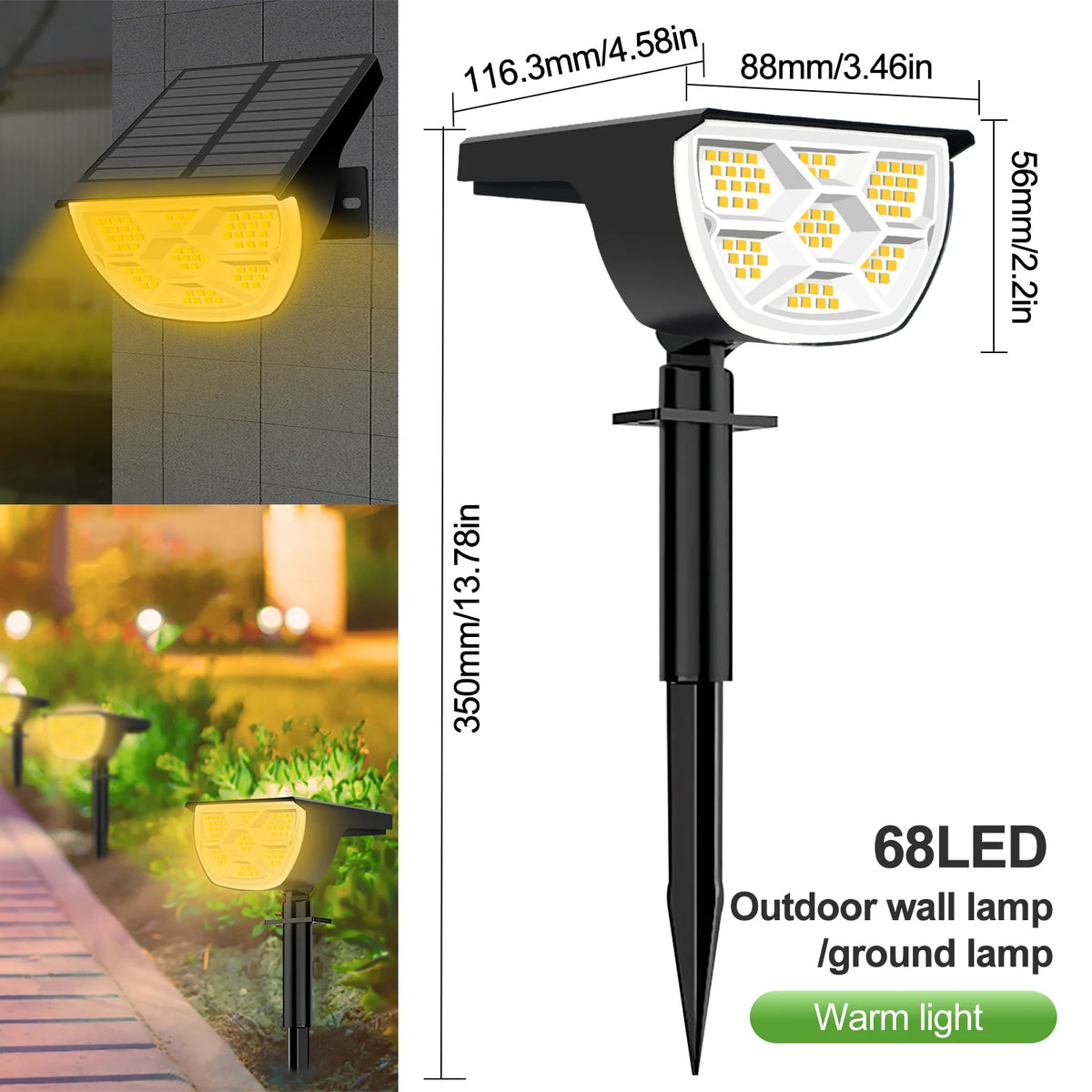 Refletor Solar Paisagismo 72 LEDs à Prova d’Água