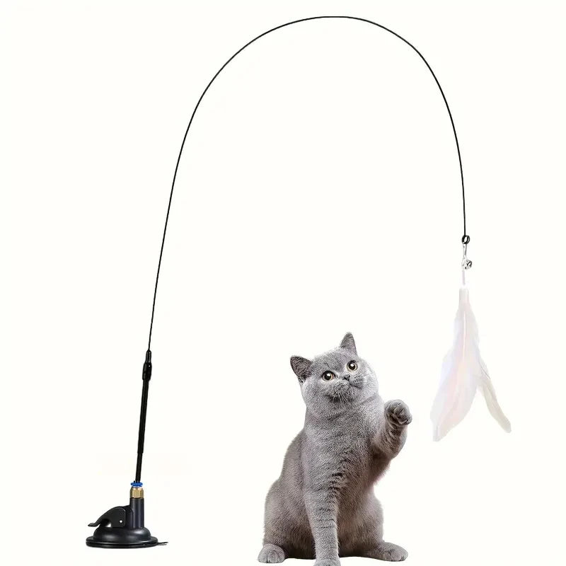 Varinha para Gatos com Penas e Guizo – Ventosa