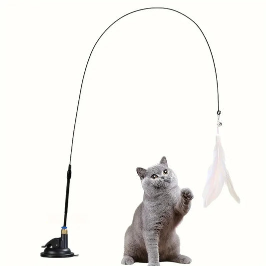 Varinha para Gatos com Penas e Guizo – Ventosa