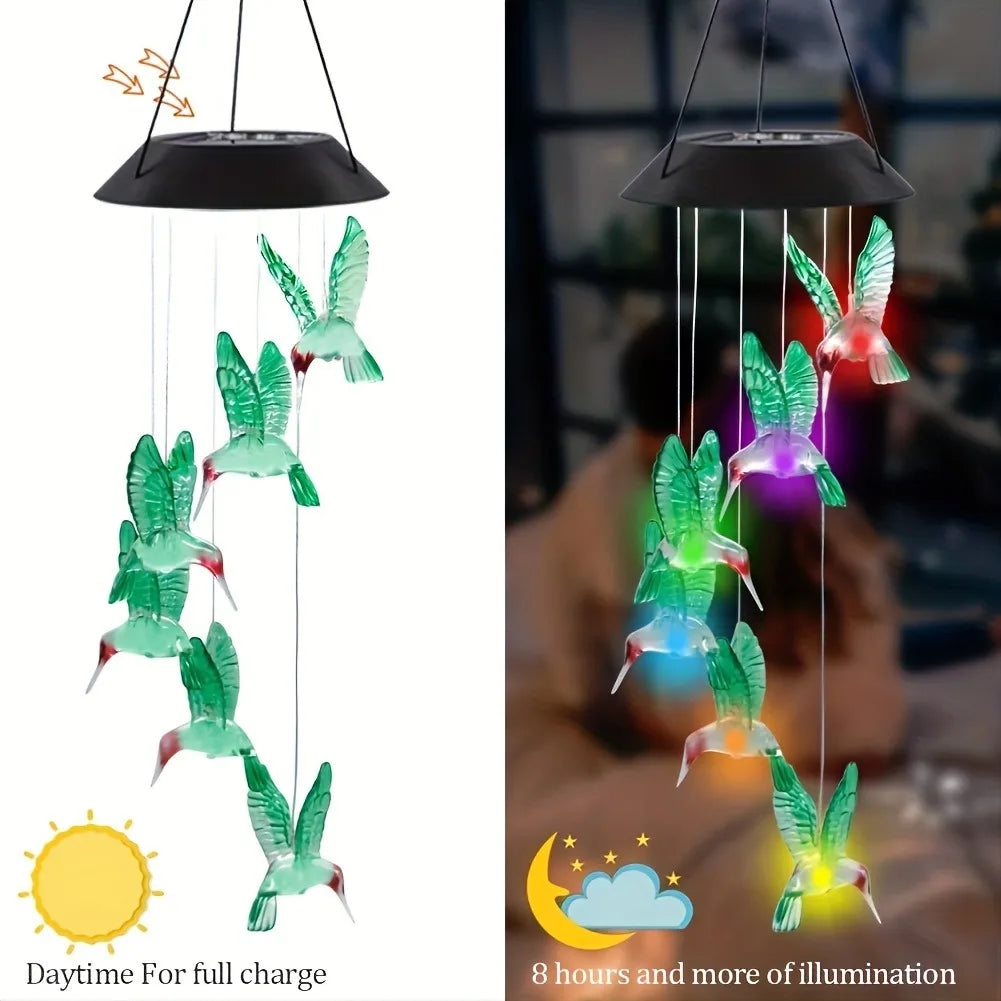 Móbile Solar Colorido Beija-Flor e Borboleta