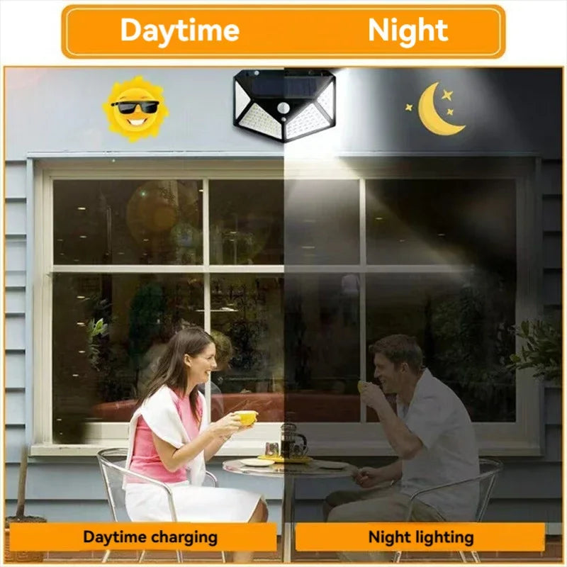 Arandela Solar de Parede 100 LEDs com Sensor de Presença