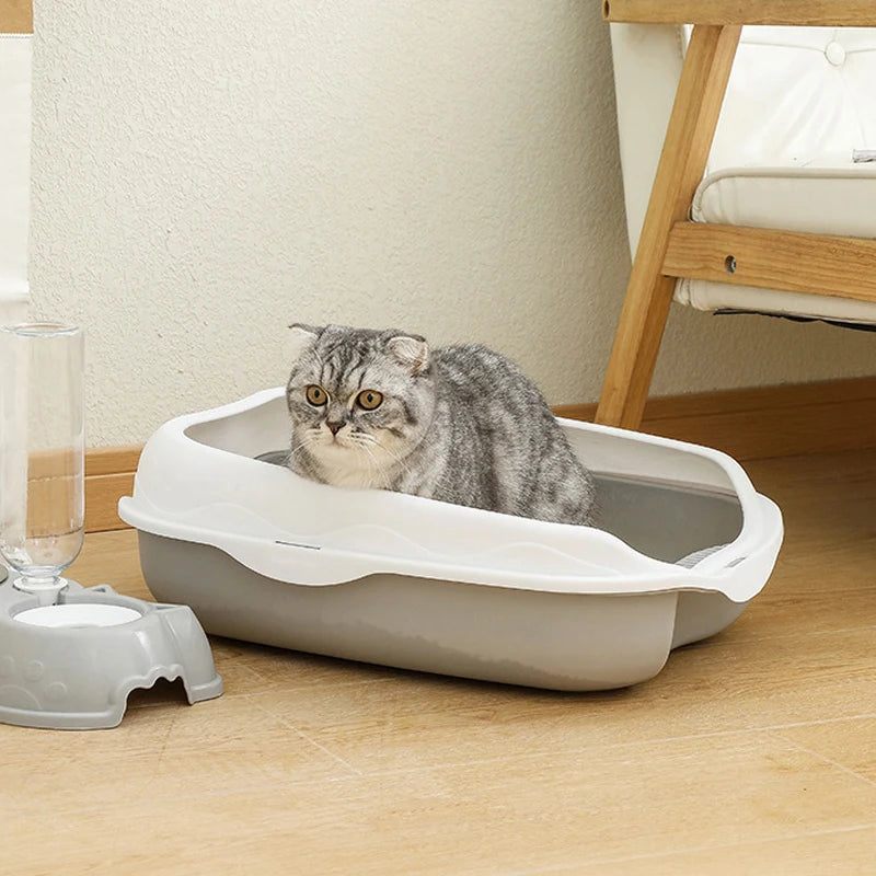 Caixa de Areia Semi-Fechada Anti-Respingo para Gatos
