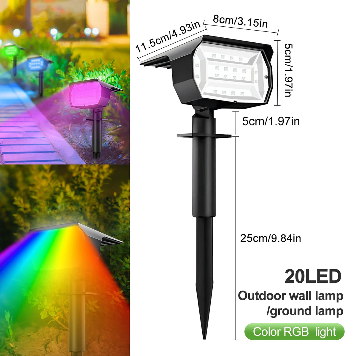 Refletor Solar Paisagismo 72 LEDs à Prova d’Água