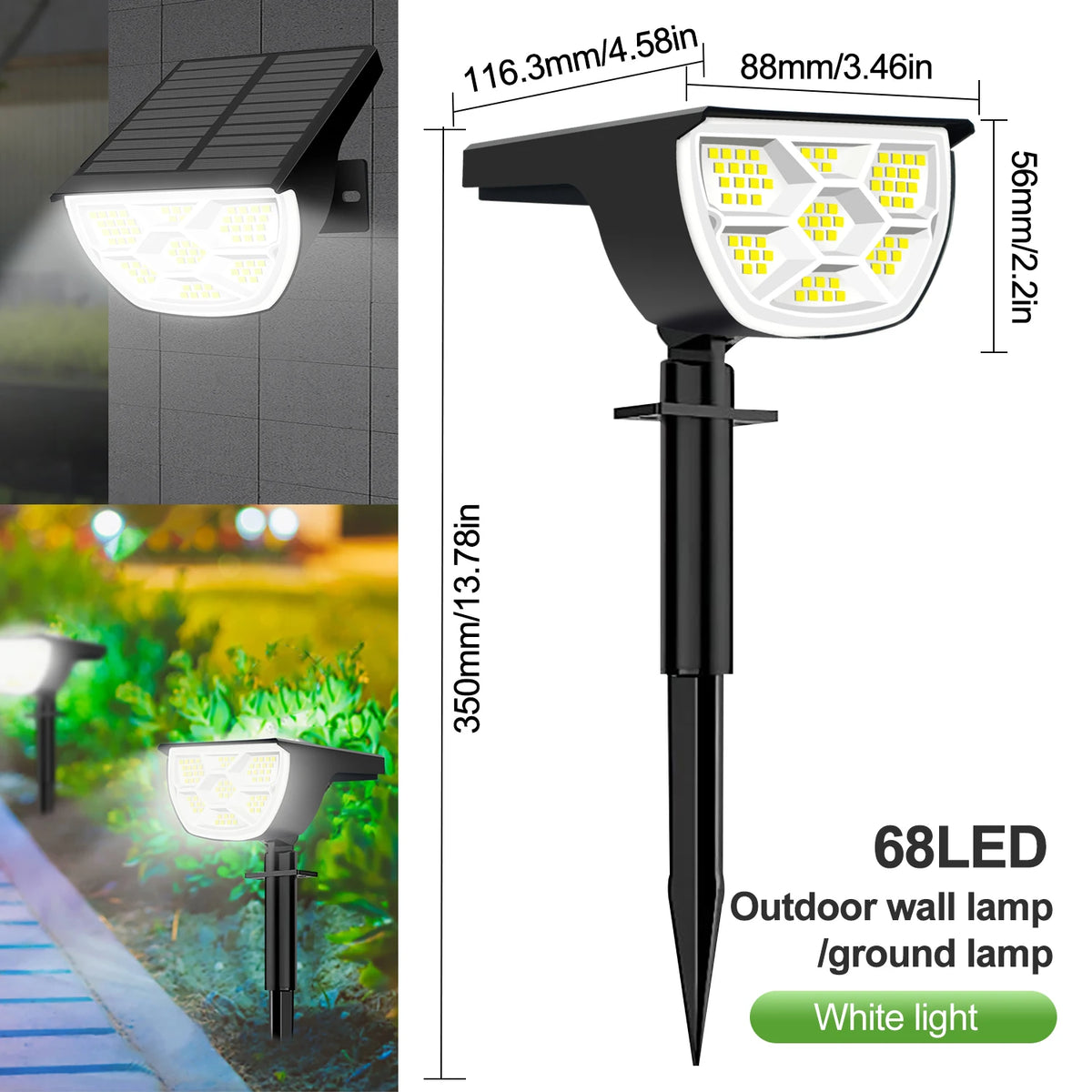 Refletor Solar Paisagismo 72 LEDs à Prova d’Água