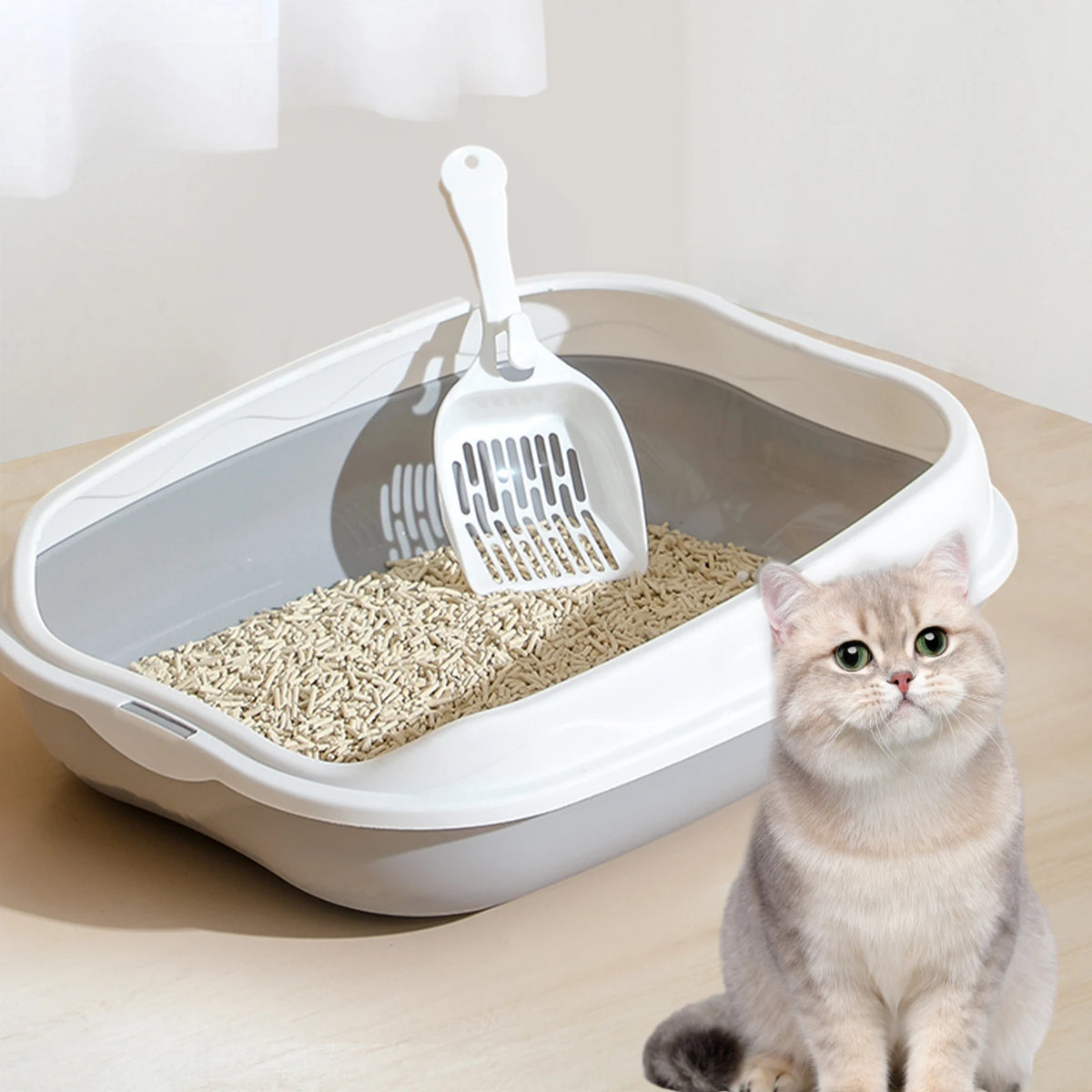 Caixa de Areia Semi-Fechada Anti-Respingo para Gatos