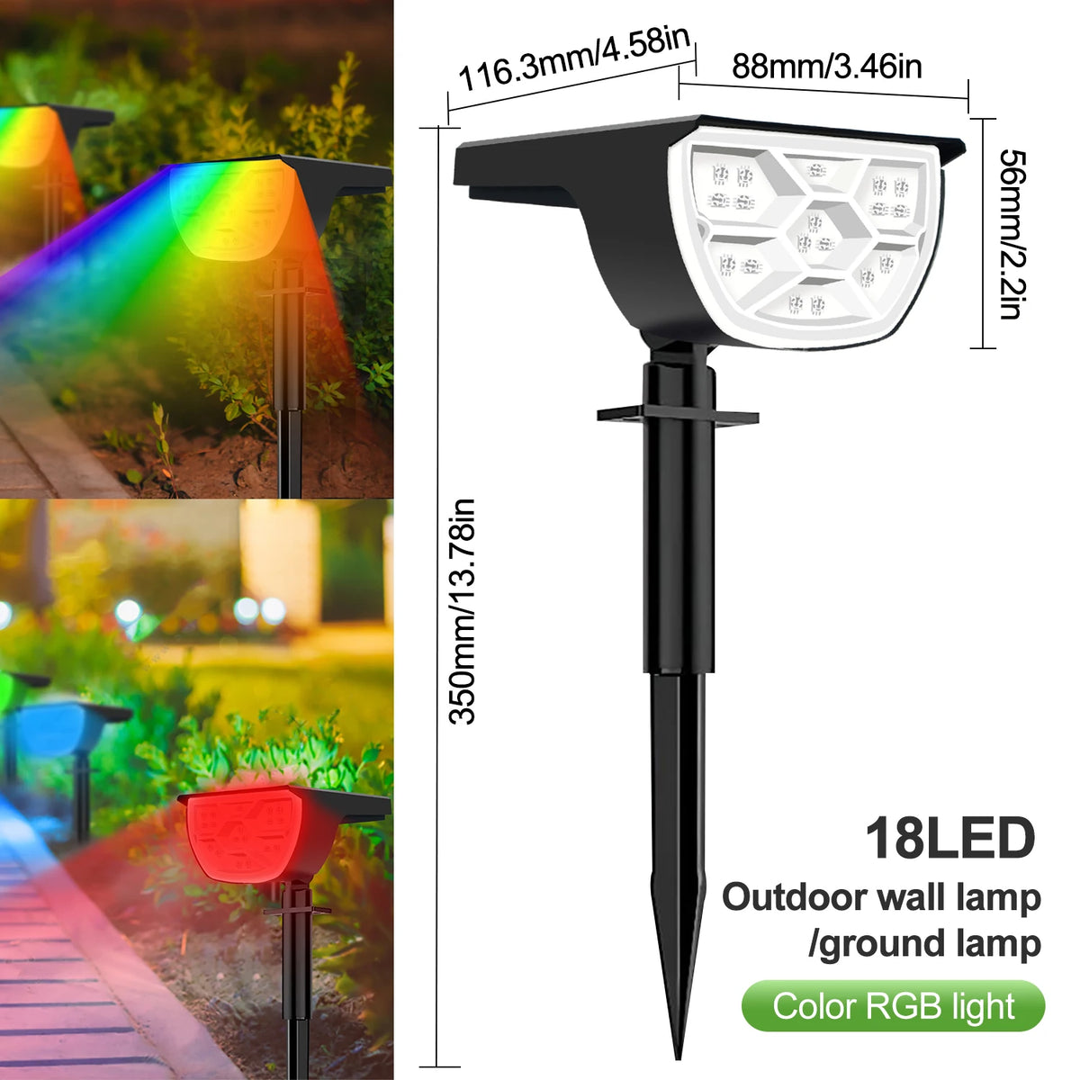 Refletor Solar Paisagismo 72 LEDs à Prova d’Água