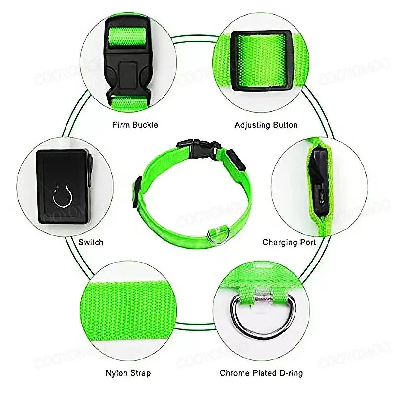 Coleira de LED Recarregável para Cães e Gatos