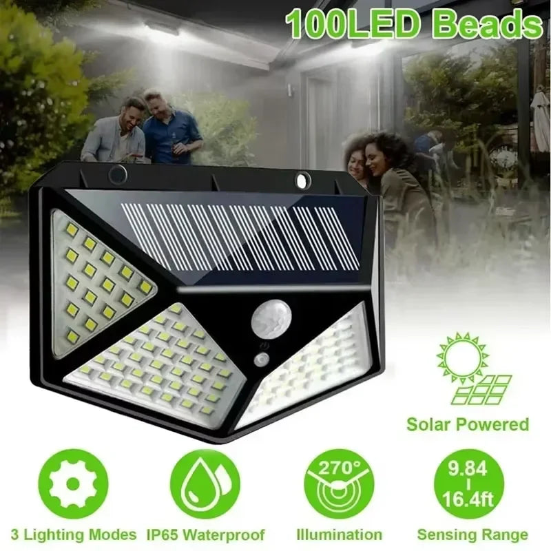 Arandela Solar de Parede 100 LEDs com Sensor de Presença
