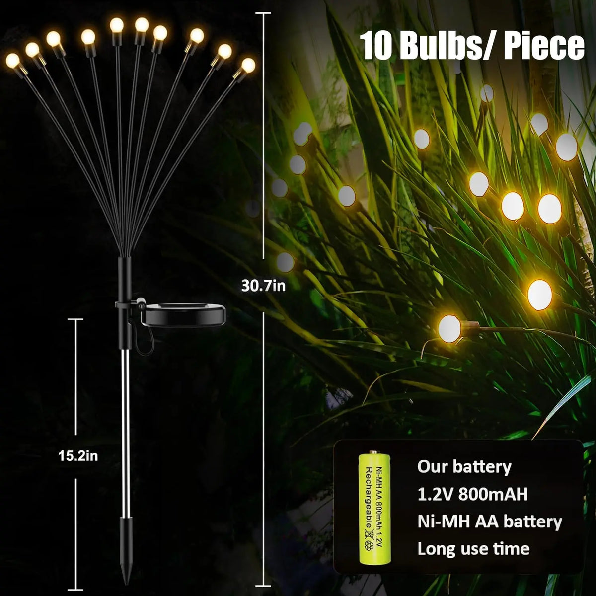 Luz Solar Vagalume 10 LEDs para Jardim