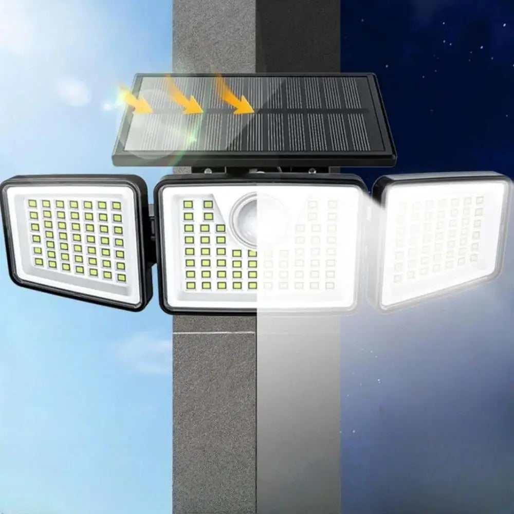 Luminária Solar com Sensor de Presença e Cabeças Ajustáveis